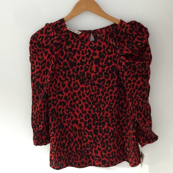 zara red animal print top